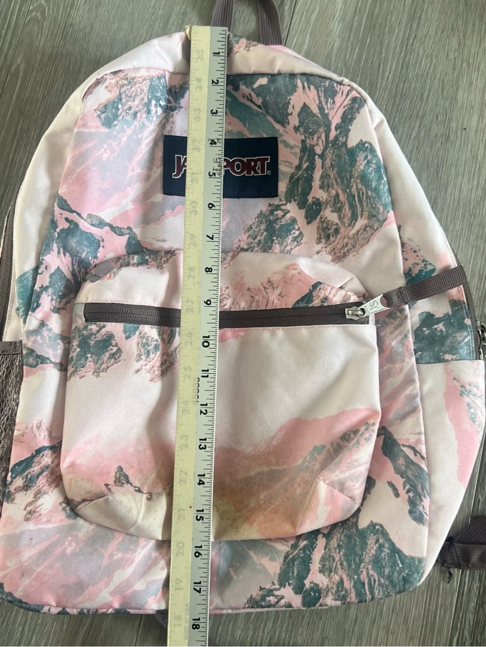Jansport Pink and Teal Marble-Print Backpack